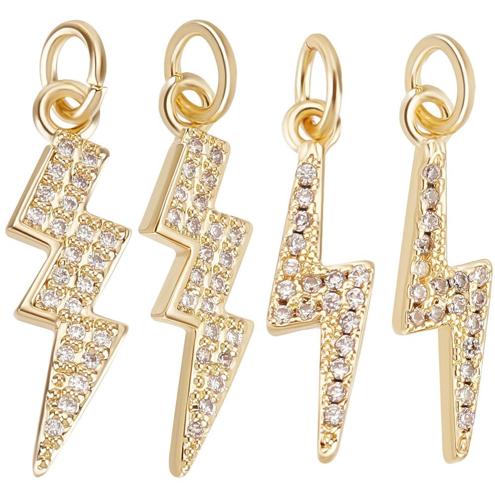 9884 12Pcs 2 Styles Lightning Charms Cubic Zirconia Flash Thunder Dangle